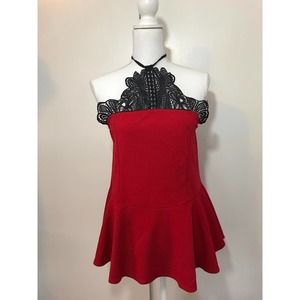 Ashley Stewart Halter Top Red & Black